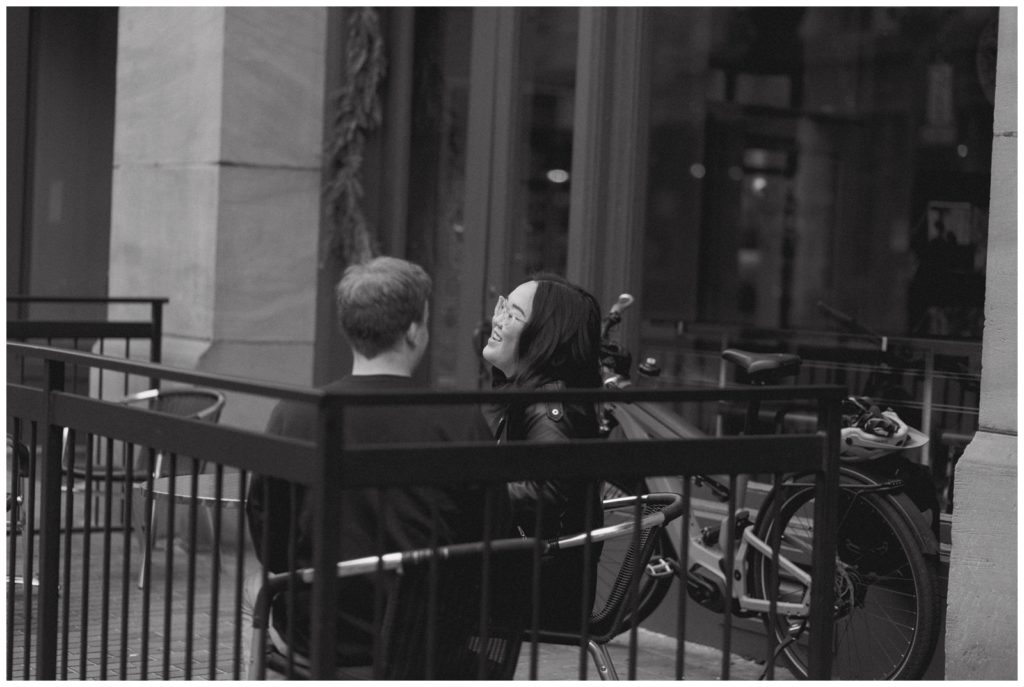 Engagement photos at coffee shop